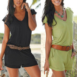 2017 summer Sexy deep V collar Playsuit rompers elegant bodycon Jumpsuit beach swimsuit bodysuit monos cortos de mujer