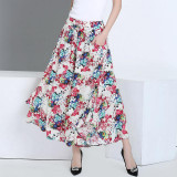 2017 summer runway casual harem flare high waist loose floral Wide leg pants women clothing print Vintage trousers plus size