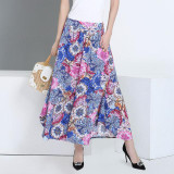 2017 summer runway casual harem flare high waist loose floral Wide leg pants women clothing print Vintage trousers plus size