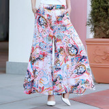 2017 summer runway casual harem flare high waist loose floral Wide leg pants women clothing print Vintage trousers plus size