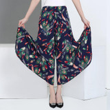 2017 summer runway casual harem flare high waist loose floral Wide leg pants women clothing print Vintage trousers plus size