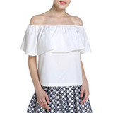 2017 Summer Plus Size Women Chiffon Blouse Shirt Slash Neck Sleeveless Off the Shoulder Ruffles Blouses Ladies Tops White Red