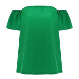 2017 Summer Off Shoulder Sexy Ruffle Tops Ladies Mesh Blouse Femme Short Sleeve Women Chiffon Office Shirts Female Blusas Tunic