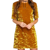 2017 Summer O-neck Short Sleeve Velour Dresses High Quality Women Velvet Dress Solid Loose Party Dress Vestido de festa GV484
