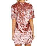 2017 Summer O-neck Short Sleeve Velour Dresses High Quality Women Velvet Dress Solid Loose Party Dress Vestido de festa GV484