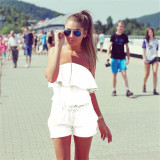 2017 Summer New Women's Fashion Ruffles Slim Rompers Female Sexy Off Shoulder Strapless Slash Neck Jumpsuits