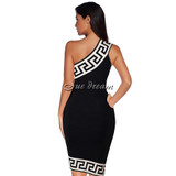 2017 Summer new women off shoulder mini bandage dress sexy bodycon Jacquard geometric dress celebrity party black dress vestidos
