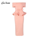 2017 Summer new women dress short sleeve slash neck dress ruffles sexy bodycon celebrity party white black pink dresses vestidos