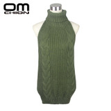 2017 Summer New Turtleneck Sleeveless Long Virgin Killer Sweater Japanes Knitted Sexy backless Women Sweaters And Pullovers WM03
