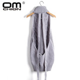 2017 Summer New Turtleneck Sleeveless Long Virgin Killer Sweater Japanes Knitted Sexy backless Women Sweaters And Pullovers WM03
