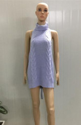 2017 Summer New Turtleneck Sleeveless Long Virgin Killer Sweater Japanes Knitted Sexy backless Women Sweaters And Pullovers WM03