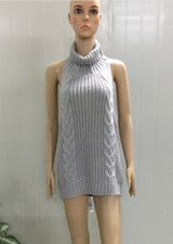 2017 Summer New Turtleneck Sleeveless Long Virgin Killer Sweater Japanes Knitted Sexy backless Women Sweaters And Pullovers WM03