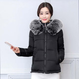 2017 winter coat women outwear short womens clothing solid jacket with hooded fur collar female parka winter jacket women