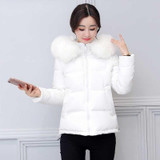 2017 winter coat women outwear short womens clothing solid jacket with hooded fur collar female parka winter jacket women