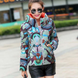 2017 winter coat women print fashion slim down  winter jacket women cotton-padded Women jacket outerwear winter coats parka
