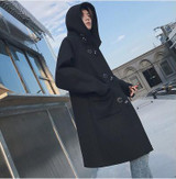 2017 Winter Clothes Men Long Outerwear Woolen Overcoat Loose Trench Cashmere Coat Wool Blends Windbreaker Casual Hooded Jacket