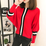 2017 Winter Autumn Patchwork Sweaters And Pullovers Women Casual Batwing Sleeve Sweaters Loose Long Sleeve Jumper Mujer
