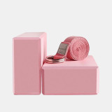 Stretching Strap/Belt 3.2m  And Yoga Blocks Combo Pink