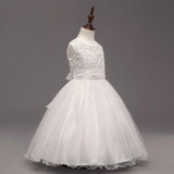 2017 White Flower Girl Dress Kids Ball Gowns First Communion Tulle Dresses Pageant Wedding Girls Sleeveless Gown Children