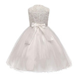 2017 White Flower Girl Dress Kids Ball Gowns First Communion Tulle Dresses Pageant Wedding Girls Sleeveless Gown Children