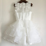 2017 White Floral Appliques Ball Gown Mini Cocktail Dresses Ruffle Short Prom Dress 2017 Formal Party Gowns Robe De Soiree GF109
