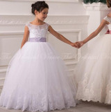 2017 White Ball Gown Flower Girl Dresses Long Kids Prom Dress Pageant Dresses for Teens Holy Communion Dresses for Girls