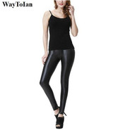 2017 WayToIan spring PU Leather women pants high waist elastic  stretch Slim woman pencil pants skinny trousers 20 colors