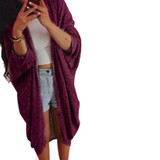 2016 New Autumn Womens Long Coat Bat Sleeved Open Stitch Ladies Casual Knit Sleeve Coat Cardigan Trench Coat Casaco Feminino