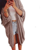 2016 New Autumn Womens Long Coat Bat Sleeved Open Stitch Ladies Casual Knit Sleeve Coat Cardigan Trench Coat Casaco Feminino