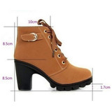 2016 New Autumn Winter Women Boots High Quality Solid Lace-up European Ladies shoes PU Leather Fashion Boots Free Shipping