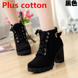 2016 New Autumn Winter Women Boots High Quality Solid Lace-up European Ladies shoes PU Leather Fashion Boots Free Shipping