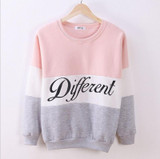 2016 New Autumn And Winter Fashion Women White Black O-Neck Hoodies Printed Letters Different Women's Casual Sweatshirt Hoody
