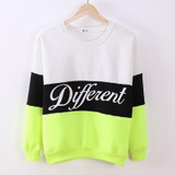 2016 New Autumn And Winter Fashion Women White Black O-Neck Hoodies Printed Letters Different Women's Casual Sweatshirt Hoody
