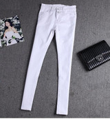 2016 new arrivals White high waist women jeans female trousers Korean slim pencil pants stretch pants Denim Pants Trousers
