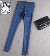 2016 new arrivals White high waist women jeans female trousers Korean slim pencil pants stretch pants Denim Pants Trousers
