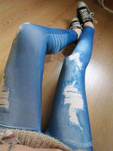 2016 New Arrival Women Skinny Slim Faux Denim Look Jeans Jeggings Stretchy Pants  Newest