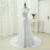 2016 New arrival Wedding Dress Elegant Applique Dress Chiffon Beading Vestidos De Novia Plus Size Beach Bridal Gowns 399390UJL