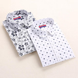 2016 New Arrival Shirt Women Cotton Long Sleeve Ladies Blouses Print Turn-down Collar Top Women Breathable Plus Size Ladies Tops