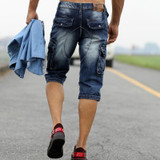 2016 New Arrival Men's Denim Shorts Male Fashion Shorts Multi-pocket Cargo Shorts Washed Denim Short Pants Men Jeans