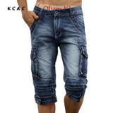 2016 New Arrival Men's Denim Shorts Male Fashion Shorts Multi-pocket Cargo Shorts Washed Denim Short Pants Men Jeans