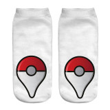 2016 New Arrival  Harajuku Pokemon Sock 3D Printed Cartoon Women's Socks Pikachu Novelty Low Cut Ankle Cute Socks Meias
