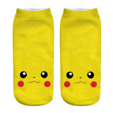 2016 New Arrival  Harajuku Pokemon Sock 3D Printed Cartoon Women's Socks Pikachu Novelty Low Cut Ankle Cute Socks Meias