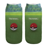 2016 New Arrival  Harajuku Pokemon Sock 3D Printed Cartoon Women's Socks Pikachu Novelty Low Cut Ankle Cute Socks Meias