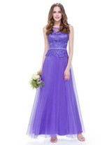 Evening Party Dress 2017 Ever Pretty EP08895PW New Arrival Women A Line Tulle Fashion Elegant O-Neck Sleeveless Long Dress