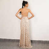 Evening Party Club Elegant Dress Women Dress Vestidos De Festa Womens Sexy Dresses Gold Sequined Long Evening Maxi Dress