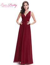 Evening Dresses Double V Black Elegant Long Formal Gown EP09016 Ever Pretty 2016 Vestido Longo Evening Dresses