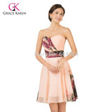 Evening Dresses 2017 Grace Karin Flower Print Pattern Chiffon Women elegant Cheap Formal Party Gowns Short Evening Dresses