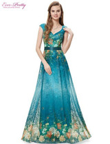 Evening Dresses EP08386GR Ever Pretty V-Neck Sexy Printed Floral Lace Long 2017 Formal Elegant Evening Dresses
