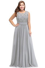 Evening Dress Plus size Sleeveleless Lace Chiffon evening dresses long 2018 Cheap Party Dresses Formal Gown vestido de festa