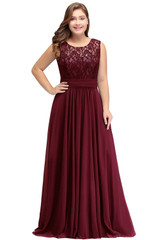 Evening Dress Plus size Sleeveleless Lace Chiffon evening dresses long 2018 Cheap Party Dresses Formal Gown vestido de festa